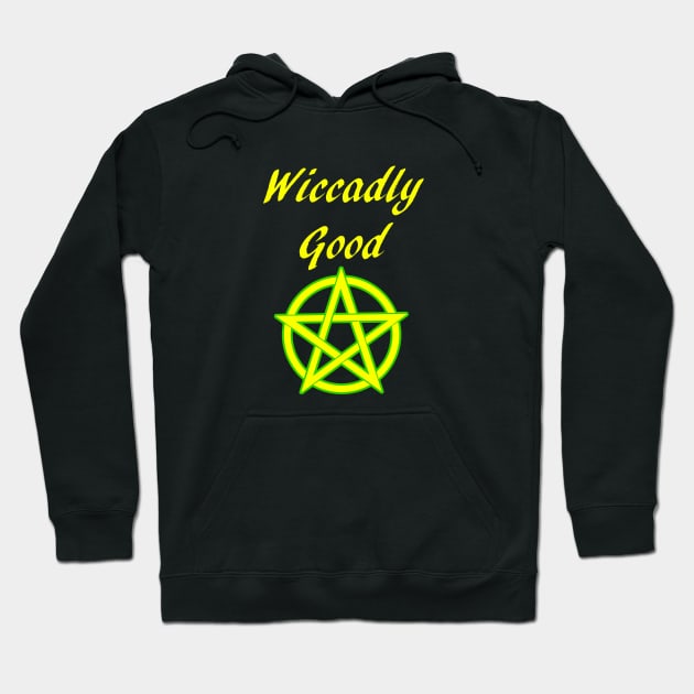 Wicca Pun Wiccadly Good Pentacle Pentagram Hoodie by Mindseye222